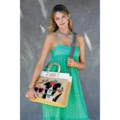 Best Pals East West Burlap Tote -Fashion Accessories Store best pals east west burlap tote multi 4