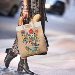 Bicycle Fun Burlap Tote -Fashion Accessories Store bicycle fun burlap tote multi 3 984cc9a6 bcc5 4c38 9000 d67e9b6ca13b