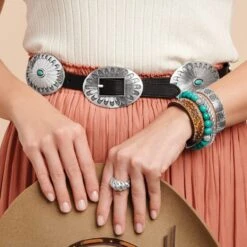 Blackbird Concho Belt -Fashion Accessories Store blackbird concho belt black turquoise 4