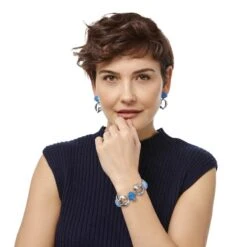 Blue Moon Link Bracelet -Fashion Accessories Store blue moon link bracelet silver blue 3