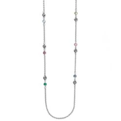 Elora Gems Drops Long Necklace -Fashion Accessories Store elora gems drops long necklace silver multi 0