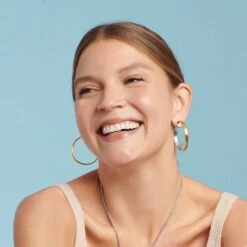 Ferrara Entrata Medium Hoop Earrings -Fashion Accessories Store ferrara entrata medium hoop earrings gold silver 2