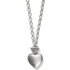 Inner Circle Heart Toggle Necklace -Fashion Accessories Store inner circle heart toggle necklace silver 0