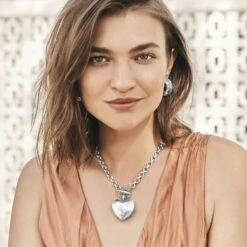 Inner Circle Heart Toggle Necklace -Fashion Accessories Store inner circle heart toggle necklace silver 4