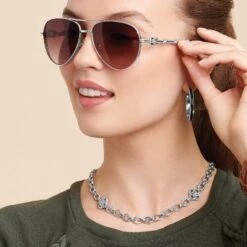 Interlok Knot Link Necklace -Fashion Accessories Store interlok knot link necklace silver 4