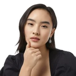 Intrigue Soiree French Wire Earrings -Fashion Accessories Store intrigue soiree french wire earrings silver black 2