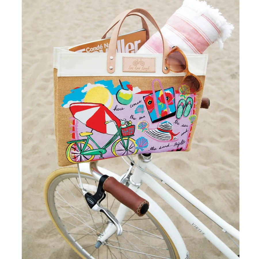 Life Is A Beach East West Burlap Tote 6 Life Is A Beach East West Burlap Tote - Image 4