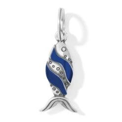 Retro Fish Charm Necklace -Fashion Accessories Store retro fish charm necklace silver blue 3