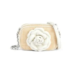 Rosie Straw Camera Bag -Fashion Accessories Store rosie straw camera bag white 0