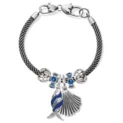 Silver Shell Retro Fish Charm Bracelet