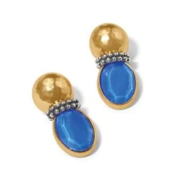 Venus Post Drop Earrings -Fashion Accessories Store venus post drop earrings gold blue 1